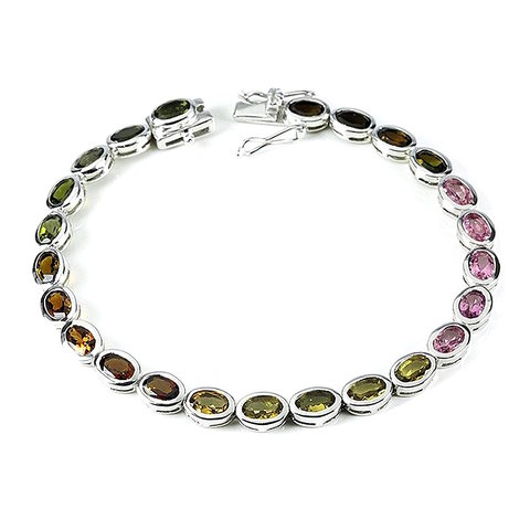 Turmalin Armband multicolor Silber 925