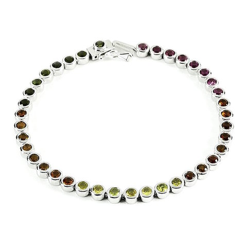 Turmalin Armband multicolor Silber 925