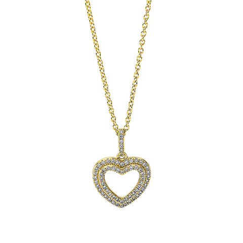 Herz Diamant Collier Gelbgold 750