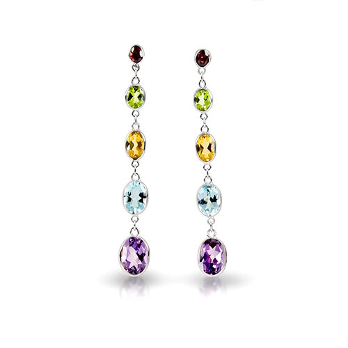 Farbedelstein Ohrhänger Weißgold 585