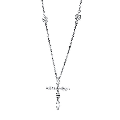Diamant Kreuz Collier 0,55 ct Weißgold 750