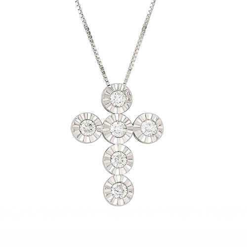 Diamant Kreuz Collier 0,55 ct Weißgold 750