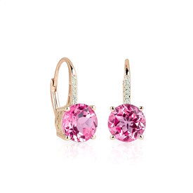  Pink Topas Diamant Creolen Rotgold 585