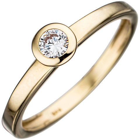 Solitär Zirkonia Ring Gelbgold 333