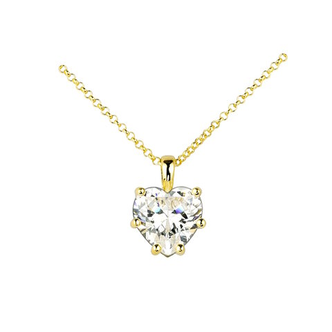 Zirkonia Herz Collier Silber vergoldet