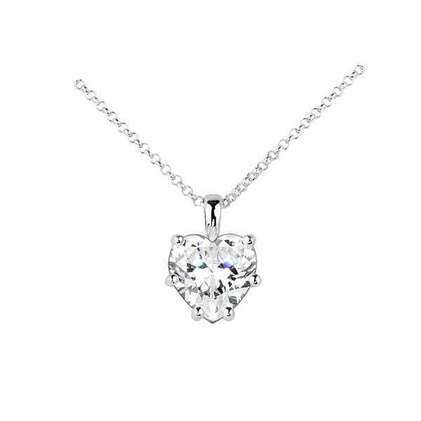  Zirkonia Herz Collier,  Silber