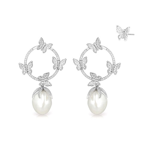 Perlen Ohrringe Schmetterling Silber 925