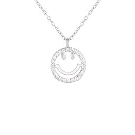  Smiley Zirkonia Collier Silber