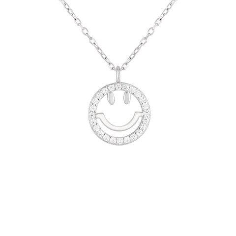 Smiley Zirkonia Collier Silber