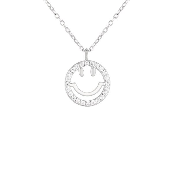  Smiley Collier mit Zirkonia Silber