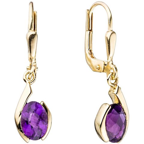 Amethyst Ohrringe Gelbgold 333