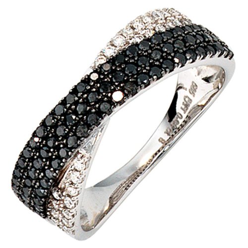 Diamantring black and white Weißgold 585