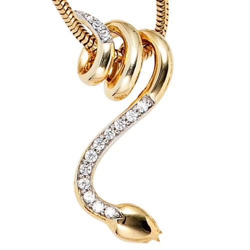 Diamantanhänger - Schlange - Gelbgold 585