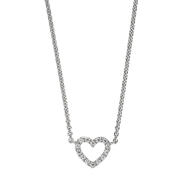  Halskette mit Herz-Anhänger, 925 Sterlingsilber, Zirkonia