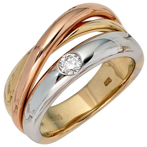 Diamantring Gold 585 tricolor