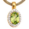 Goldanhänger 585 Gelbgold mit 1 Peridot und 20 Diamanten