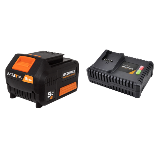 Accu 18 Volt x 5.0 Ampere & Snellader 18 Volt x 4.0 Ampere | Onderdeel van het Maxxpack® Accuplatform