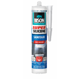 BISON MASTIC SILICONE SANITAIRE Résistant à l'eau pour rendre étanches tous  les joints sanitaires Transparent