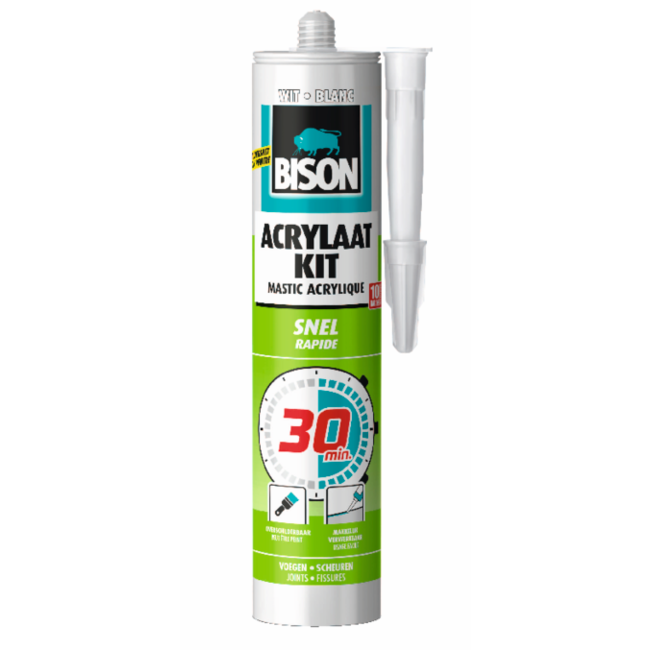 Bison Acrylaatkit Snel 30 minuten Wit Koker 300 ml