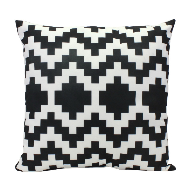 Outdoor Cushion With Black And White Print