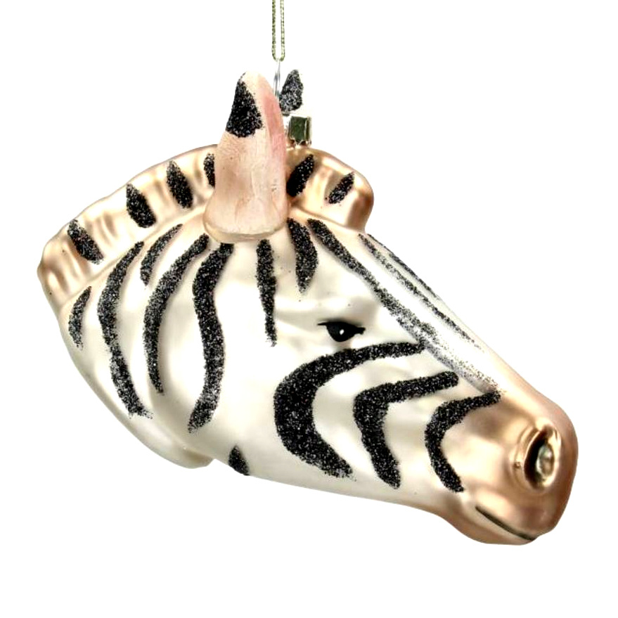 Quirky Glass Zebra Head Christmas Ornament Store Without A Home