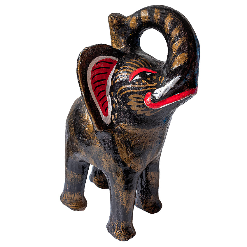 Black ceramic elephant money box