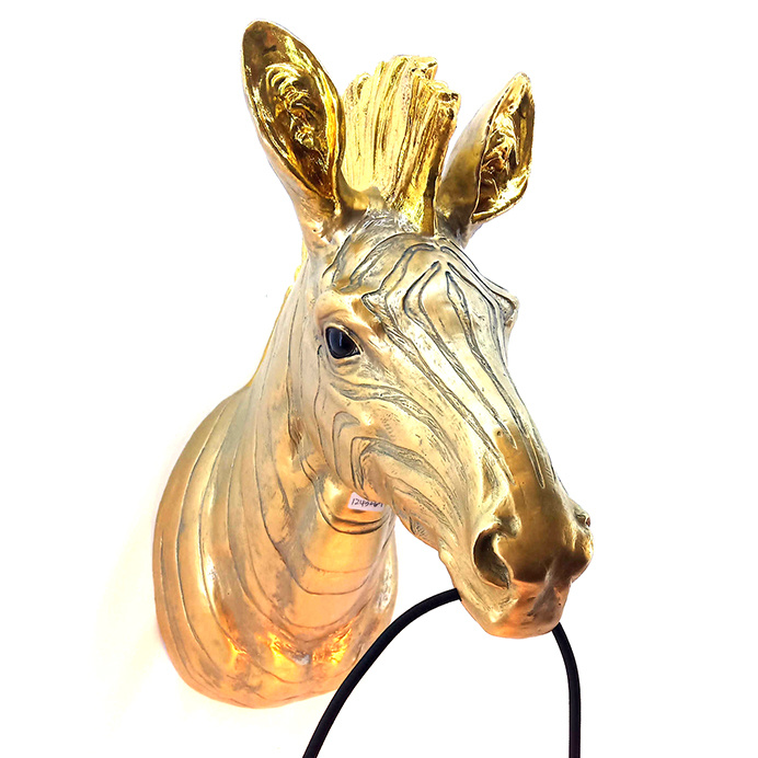 Gouden zebra dierenkop wandlamp Store Without a Home