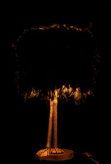 Zwarte struisvogel veren tafellamp met gouden poten