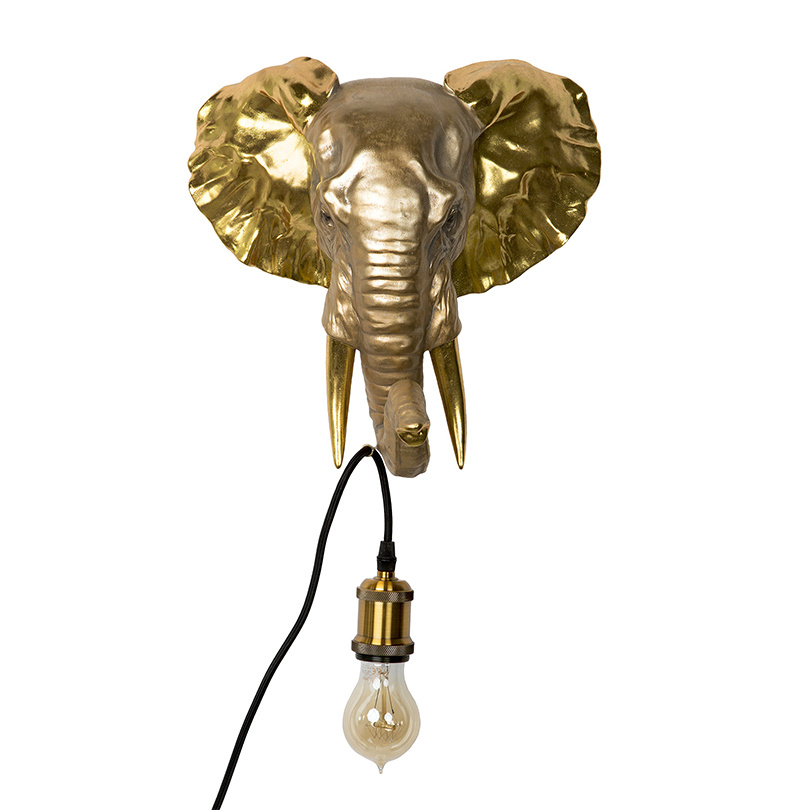 Gouden olifant dierenkop wandlamp Store Without a Home