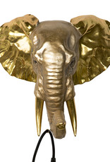 Gold elephant head wall light