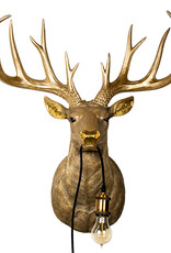 Gold XL stag deer head wall light