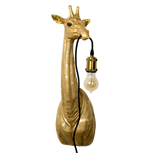 Gold giraffe head wall light