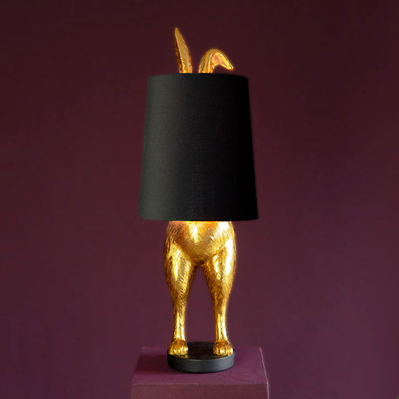 Gold Hiding Bunny Table Lamp, Gold Bunny Table Lamp