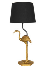 Gold crane bird table lamp with black shade