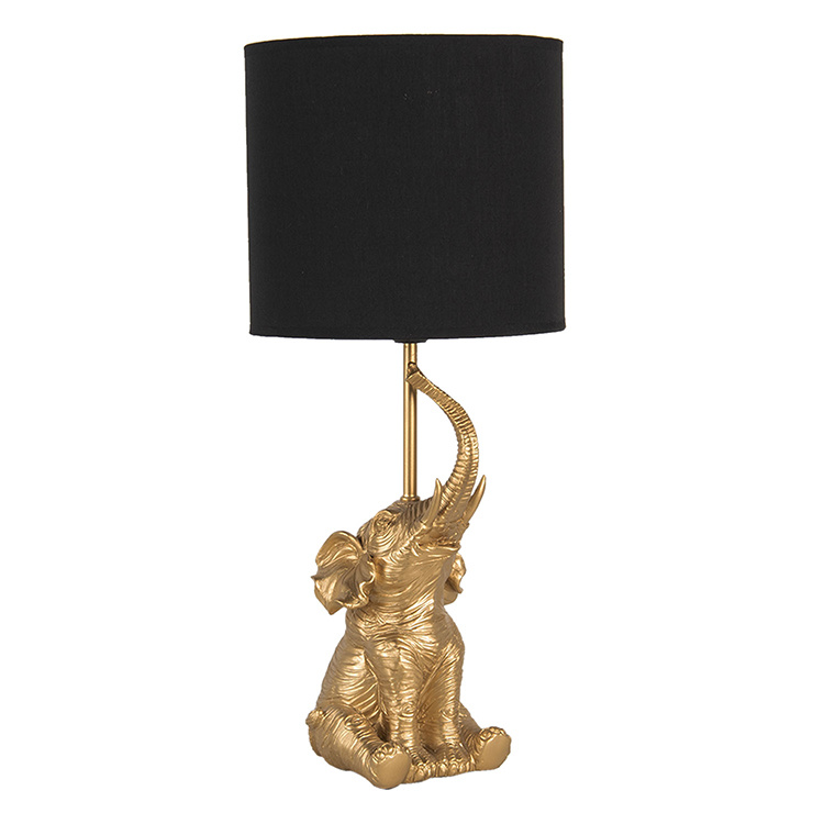 Gold elephant table lamp with light 