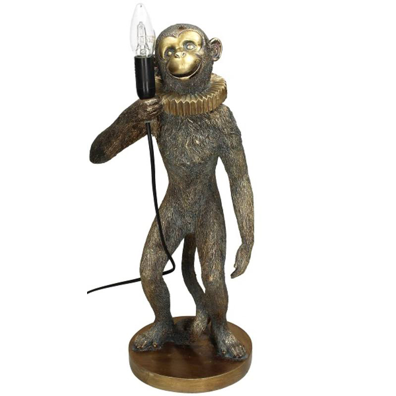 Gold circus monkey table lamp