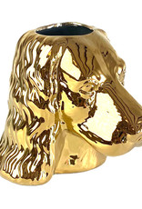 Gold ceramic poodle vase or planter