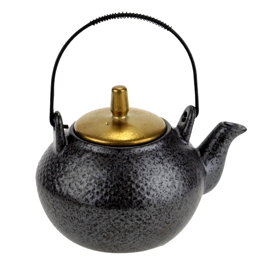 Metal teapot "Ceylon" with matte black and gold finish.