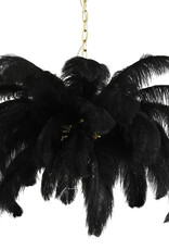 Large black ostrich feathers pendant lamp