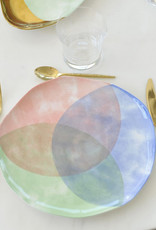 Luxury design large round dinner plate with pastel colors