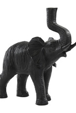 Black polyresin elephant table lamp