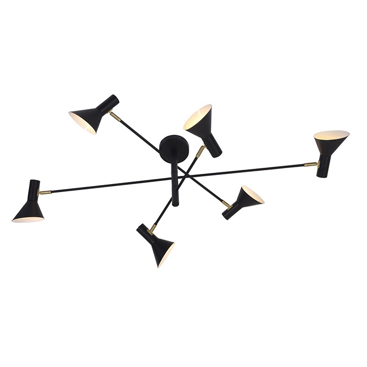 Large modern design black ceiling light with arms
