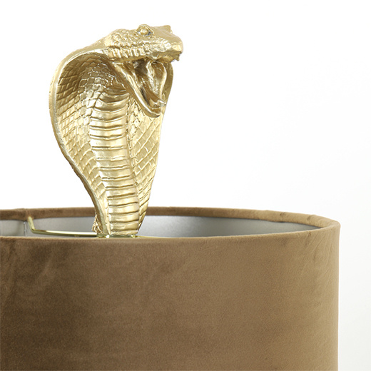 Luxe gouden cobra slang tafellamp met kap