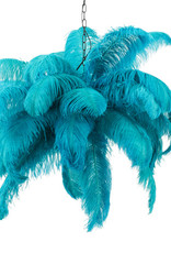 Large turquoise blue ostrich feathers pendant lamp