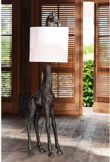 Large brown giraffe floor lamp with light shade