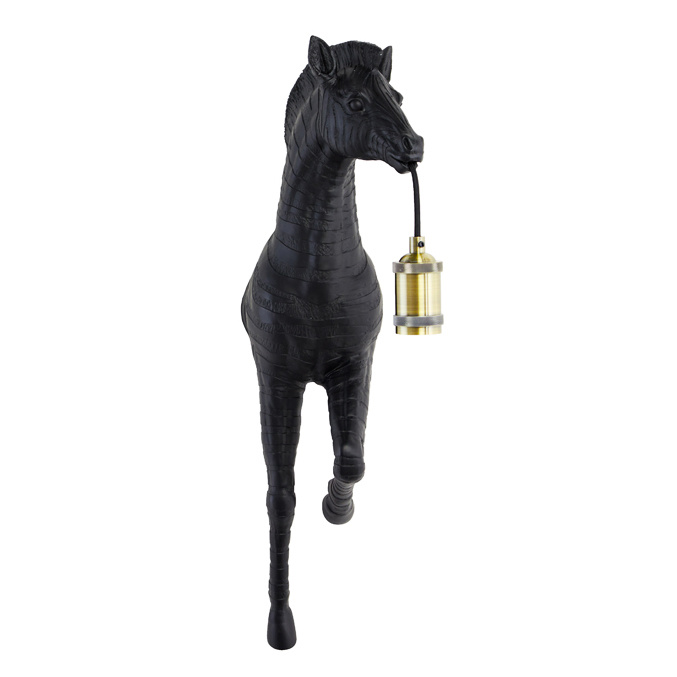 Zwarte zebra paard wandlamp