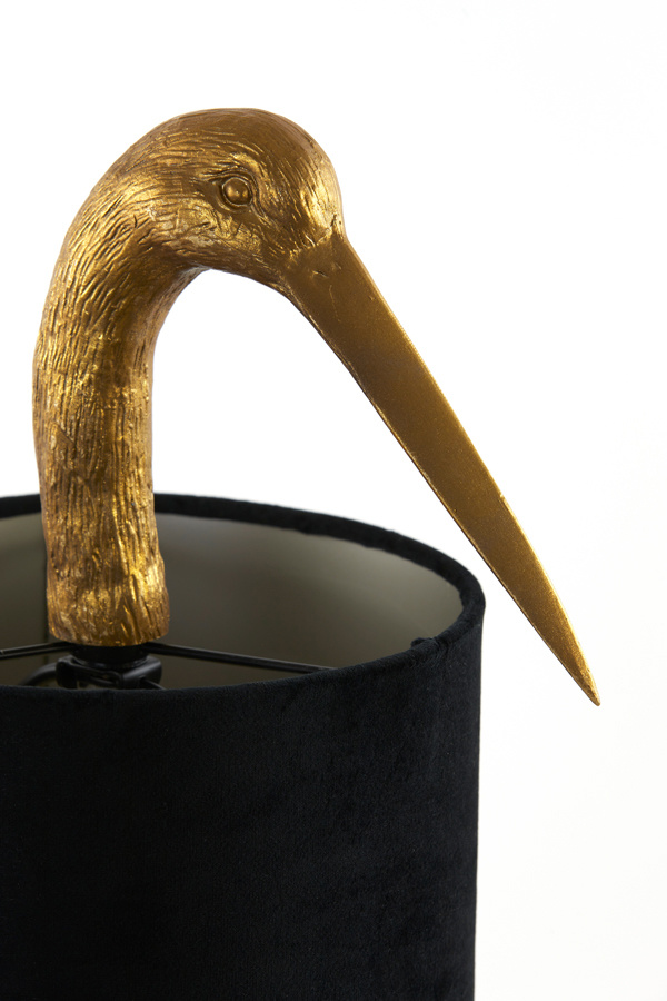 Luxury gold crane bird table lamp with light shade