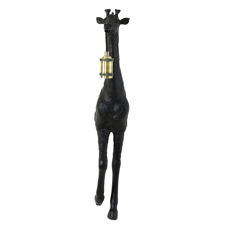 Black giraffe animal head wth legs wall lamp
