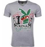 Mascherano Camisetas - I Love Suriname - Gris