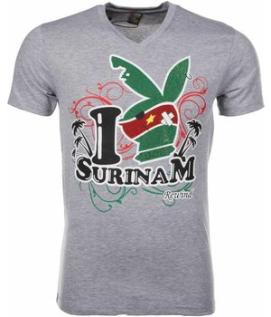 Mascherano Camisetas - I Love Suriname - Gris